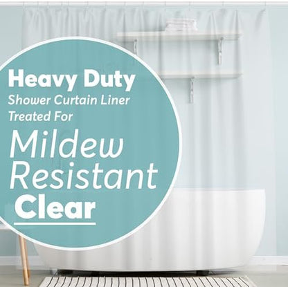 BigFoot Shower Curtain – 72 x 72 PEVA Heavy Duty Shower Curtain with Rustproof Metal Grommet and 3 Magnetic Weights – Odor Free and Compatible with Standard Showers, Clear