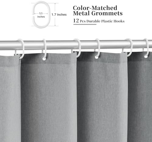 BTTN Grey Boho Scalloped Linen Textured Cloth Shower Curtain, 72x72, Gray