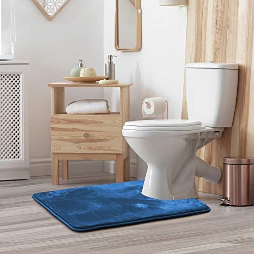 Clara Clark Bathroom Rugs, Velvet Memory Foam Bath Mat, Non-Slip, Machine Washable Bath Rugs - Dries Quickly, Ultra Soft Plush Bath Mats for Bathroom, 20 x 24, Royal Blue