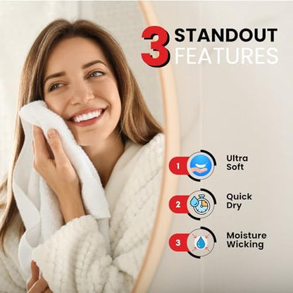 Infinitee Xclusives 100% Cotton Hand Towels for Bathroom - Set of 6