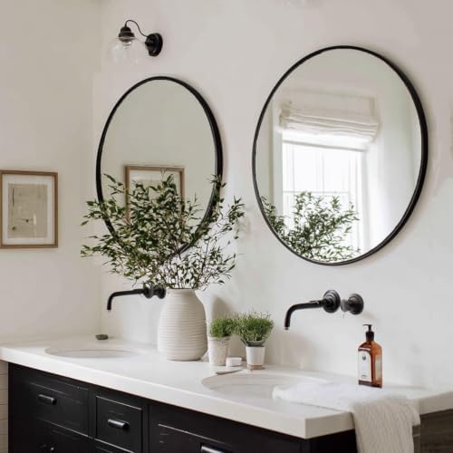 Sunniry Black Bathroom Mirror 30 inch, 2 Pack Wall Mirror,Matte Metal Frame