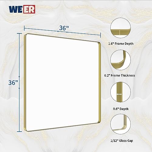 WEER Gold Bathroom Vanity Mirror 36X36 Inch