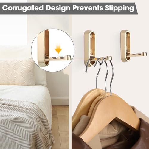 Folding Coat Hooks, Gold, 6 Pack, Wall Hook, Hanging Towels Clothes Bag
