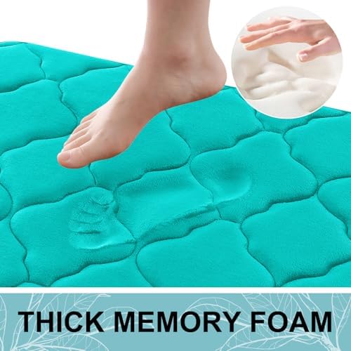 OLANLY Memory Foam Bath Mat Rug 70x24, Ultra Soft Bathroom Rugs, Teal