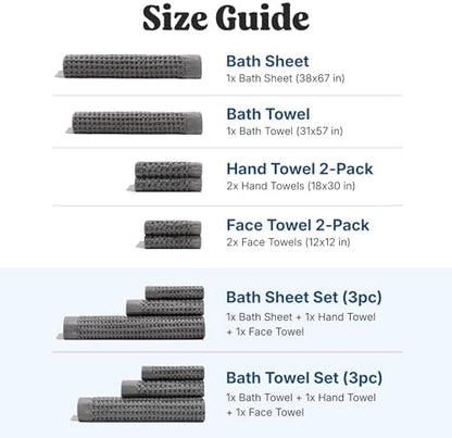 ONSEN Supima® Waffle Hand Towels, Quick Dry Lint Free 100% USA Cotton, Lightweight Absorbent Hand Towel Set, 16x30 in (Cinder Grey, Hand Towel 2-Pack)