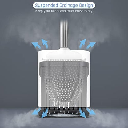 Sellemer Silicone Toilet Brush, Ventilation Slots Base Holder 1 Pack, White