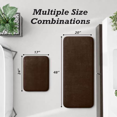 HUXMEYSON Bathroom Rugs Sets 2 Piece, Non-Slip & Quick Dry Bath Mat Set, Ultra Soft Velvet Bath Rugs for Bathroom, Toilet and Shower Floor, Brown