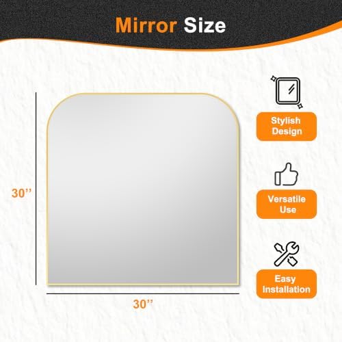 Delma 30"x30" Gold Metal Framed Bathroom Mirror for Over Sink