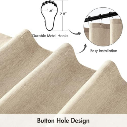 ANRODUO Copper Brown Linen Textured Fabric Shower Curtain Set - W72xL84
