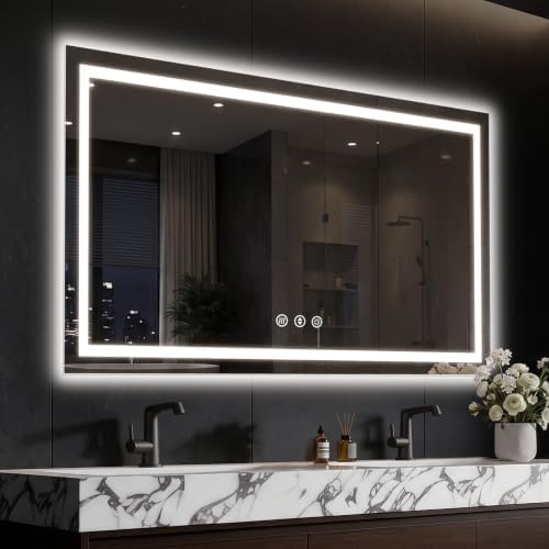 LED Bathroom Mirror with Anti-Fog, Backlit & Front Lights, Memory 48" L x 36" W