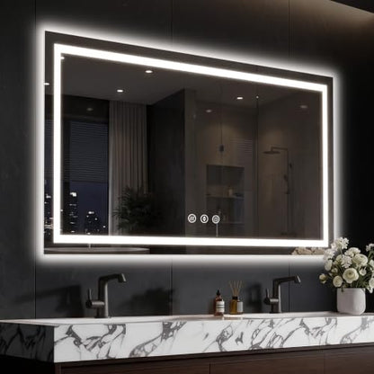 LED Bathroom Mirror with Anti-Fog, Backlit & Front Lights, Memory 48" L x 36" W
