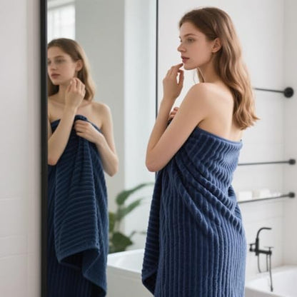 2 Piece Bath Sheets, 40"x80" Bath Towels, Navy Blue