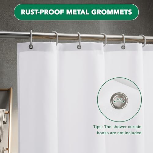 Fabric Shower Curtain Liner 72x72 Inch-White Shower Liners with Magnets