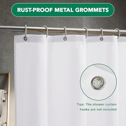 Fabric Shower Curtain Liner 72x72 Inch-White Shower Liners with Magnets