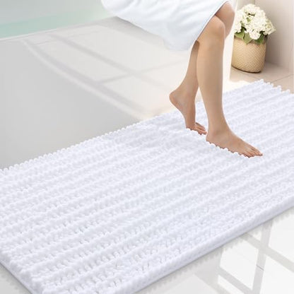 Smiry Bathroom Rugs 59X24, Extra Soft Rubber Backing Chenille Bath Mats