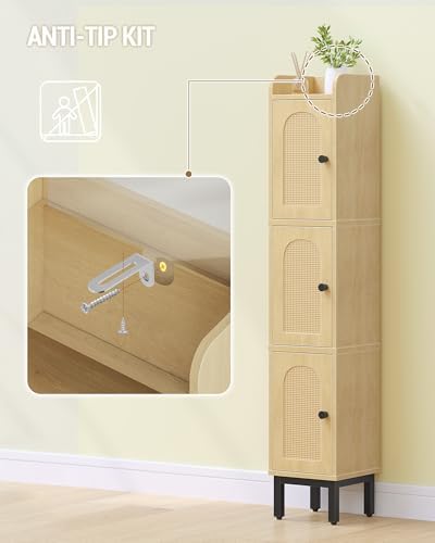 Hzuaneri Slim Bathroom Storage Cabinet, Narrow Bathroom Organizers,3 Doors