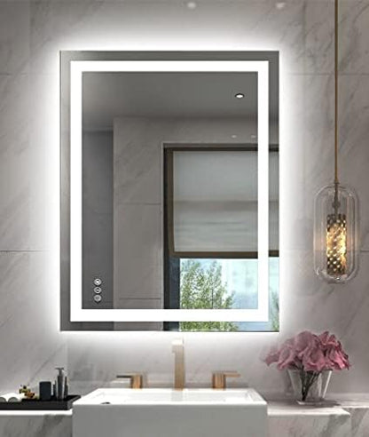 Amorho LED Bathroom Mirror 24"X36" with Front Light and Backlit