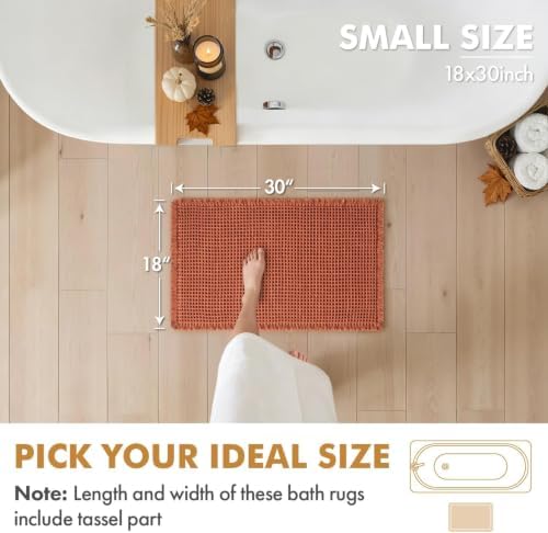 MIULEE Fall Orange Set of 2 Waffle Bathroom Rugs Boho Bath Mat 18x30 Inch