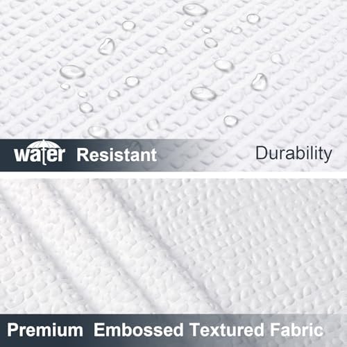 OWENIE White Shower Curtain for Bathroom 84 Inches Extra Long, Elegant 3D Embossed Textured Cloth Waffle Shower Curtain, Modern Luxury Hotel Style, Water Repellent, Machine Washable, 72X84, White