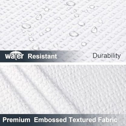 OWENIE White Shower Curtain for Bathroom 84 Inches Extra Long, Elegant 3D Embossed Textured Cloth Waffle Shower Curtain, Modern Luxury Hotel Style, Water Repellent, Machine Washable, 72X84, White