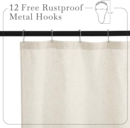 KGORGE Natural Linen Blend Sheer Shower Curtains for Bathroom