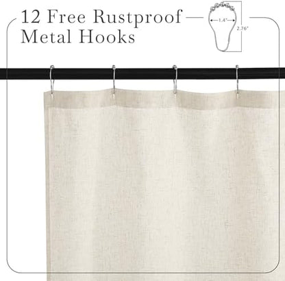 KGORGE Natural Linen Blend Sheer Shower Curtains for Bathroom