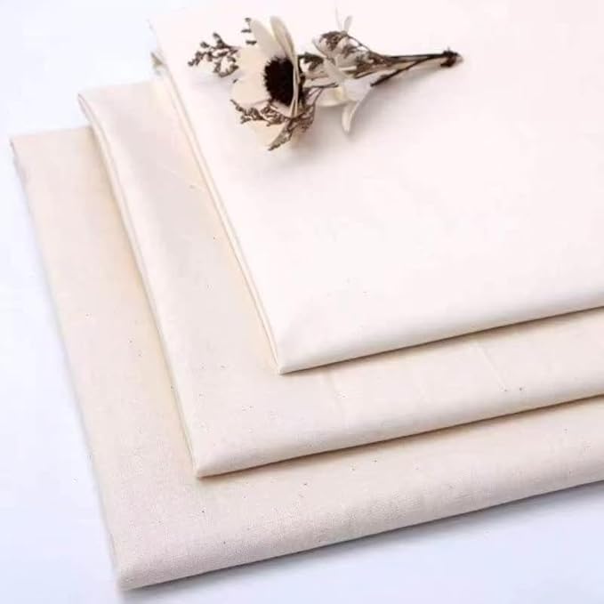 100% Cotton Muslin Fabric 63 Inch*2 Yards Muslin Linen Fabric by The Yard, Thick Draping Fabrics Suitable Material for Sewing DIY Making Supplies Quilting Patchwork(Bleached, 2 Yard)