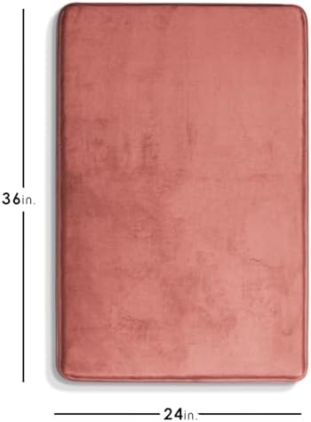 Clara Clark Bathroom Rugs, Velvet Memory Foam Bath Mat, Non-Slip Bath Rugs, Machine Wash, Dries Quickly, Ultra Soft Plush Bath Mats for Bathroom, 24 x 36, Misty Rose