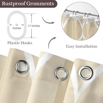 Gelbchu Geometric Shower Curtain for Bathroom, Ivory, 72x72 Inch