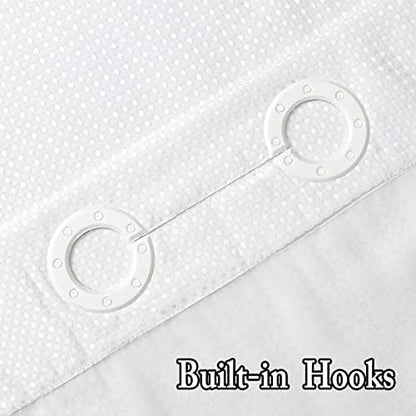 Gibelle No Hook Cloth White Shower Curtain with Liner, 72x86