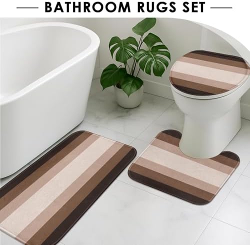 Bathroom Sets with Shower Curtain and Rugs, 4 Pcs, Abstract Ombre