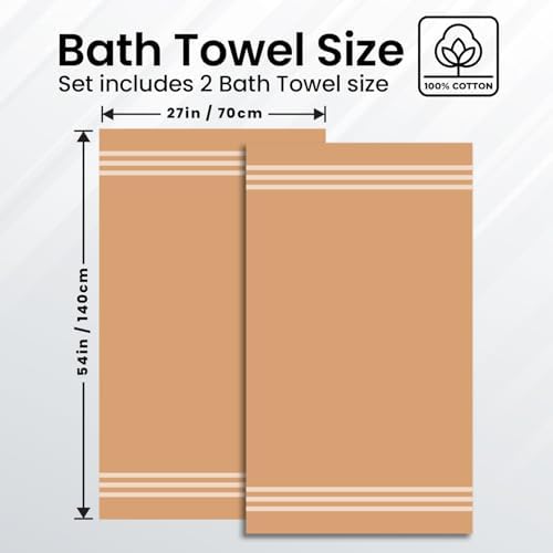 Infinitee Xclusives 100% Ring-Spun Cotton Bath Towels for Bathroom - Pack 2