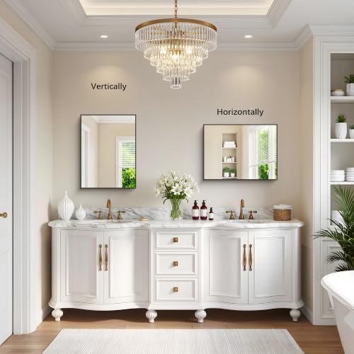 DESBING Black Bathroom Mirror for Wall, 2 Pack 18x24 Inch Rectangle Mirrors with Metal Frame, Modern Vanity Wall Mirror Decor for Entryway Hangs, Bathroom Living Room Horizontal or Vertical