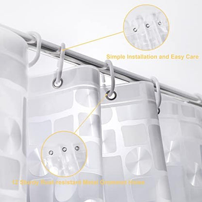NTBAY EVA Shower Curtain Liner, 72 x 72, 6 Gauge, Semi Clear Geometric