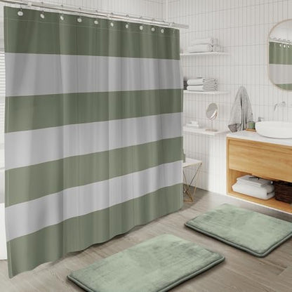 Clara Clark Bathroom Set - Sage Green Bathroom Accessories Set, 20PC Bathroom Accessory Set, Shower Curtain Set with Liner, Toothbrush Holder, Soap Dispenser, Soap Dish, and Toilet Brush Holder