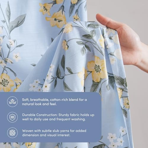 Martha Stewart Meadow Floral Extra Long Shower Curtain, 72 x 84, Blue