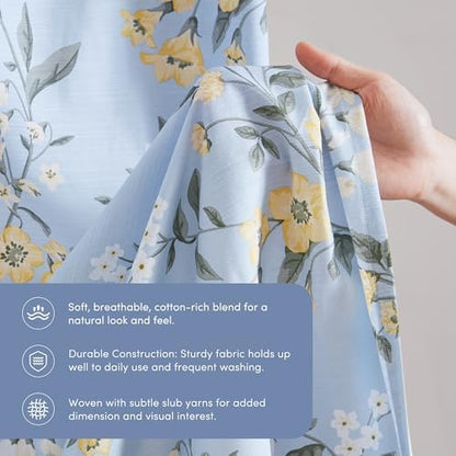 Martha Stewart Meadow Floral Extra Long Shower Curtain, 72 x 84, Blue