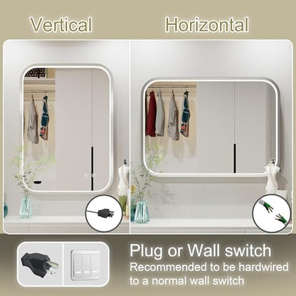 20"x28" Silver LED Bathroom Mirror with 3000K/4500K/6000K Lights