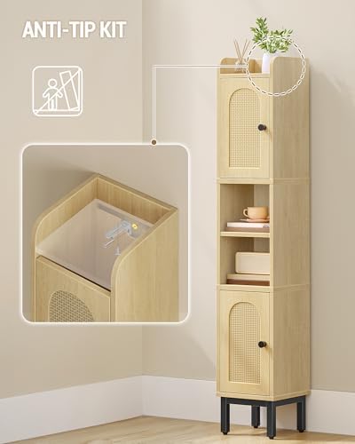Hzuaneri Slim Bathroom Storage Cabinet, Narrow Bathroom Organizers,2 Doors