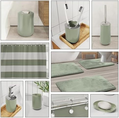 Clara Clark Bathroom Set - Sage Green Bathroom Accessories Set, Bathroom Sets with Shower Curtain and Rugs, 23PC Shower Curtain Set with Liner, Soap Dispenser, Soap Dish, and Toilet Brush Holder