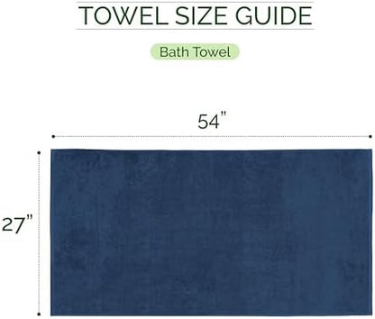 Elegant Comfort 100% Turkish Cotton Corduroy Ribbed Luxury Soft 2 Pack Bath Towels 27 x 54 Inch - Ultra Plush, Absorbent, Quick Dry, Hotel Spa Quality Towels for Bathroom Essentials, Navy