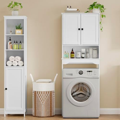 RRX Over The Toilet Storage Cabinet, Bathroom Above Organizer (Pure White)