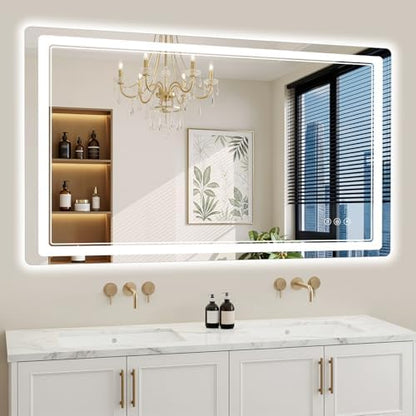 30"x55" LED Bathroom Mirror with Lights, Backlit + Front Lit, Anti-Fog, Lighted Bathroom Mirror for Wall, HD Shatterproof Tempered Glass, Dimmable, Memory Function (Horizontal/Vertical)