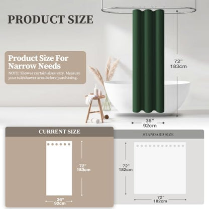 BTTN Stall Linen Textured Waterproof Shower Curtain, 36x72, Emerald Green