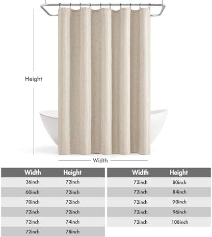 ANRODUO Cream Beige Linen Textured Fabric Shower Curtain Set - W60xL72