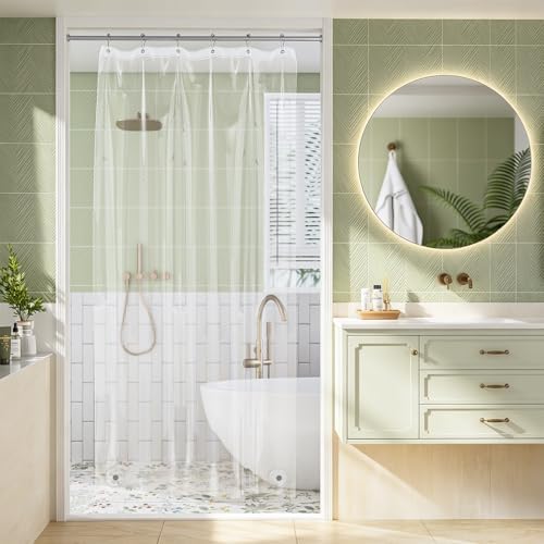 Amazer Stall Shower Curtain Liner, 36x72 Plastic Clear Shower Liner PEVA Medium Weight Inside Shower Curtains for Bathroom with Rustproof Grommets