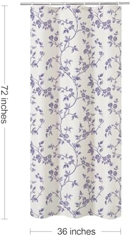 MitoVilla Small Stall Shower Curtain Set 36 x 72, Narrow Half Cotton Floral Cottagecore Spring Shower Curtains for Bathroom, Modern Farmhouse Country Plant Leaves Bathroom Décor