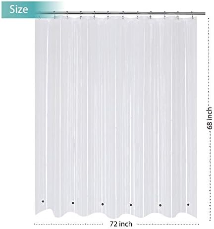 Mrs Awesome 72x68 Shorter Shower Curtain Liner with 6 Magnets Clear