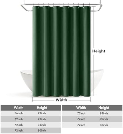 MIULEE Linen Fabric Shower Curtain Dark Green W72*L72 12 Metal Hooks
