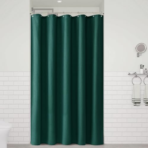 Naturoom Linen Shower Curtain 54x78 Inch for Bathroom Dark Green 1 Panel